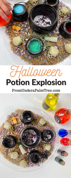 the halloween pottion explosion is an easy and fun activity for kids to play with