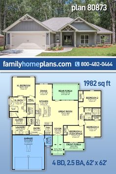 two story house plan with 3 bedroom and 2 bathrooms