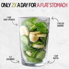 a glass filled with sliced bananas and cucumbers