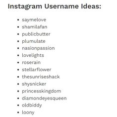 Instagram Username Ideas