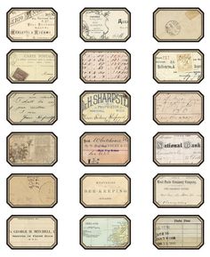 many different types of old paper labels