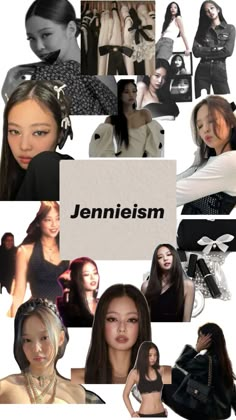 a collage of photos with the name jannieism written on one side and images of women in different outfits