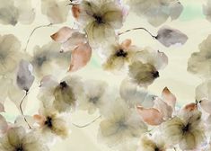 an abstract painting of flowers on a white background