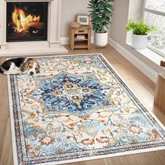 WhizMax 5' x 7' Vintage Floral Print Area Rugs Distressed Medallion Rug Non-Shedding Stain Resistant Soft Foldable Throw Rugs for Dorm, Beige Blue - Walmart.com First Thing In The Morning, Vintage Living Room, Medallion Rug, Trendy Home Decor, Rug 8x10, Vintage Persian Rug, 9x12 Rug, 8x10 Rugs, Vintage Floral Print