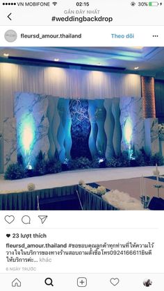 an instagram page for wedding backdrops and stage decorations in thailand, with the caption's tweet below it