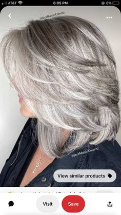 White Hair Color Ideas, Feathered Hair Cut, Silver White Hair, Hairstyles For Thick Hair, Grey White Hair, White Hair Color, Medium Length Hairstyles, Layered Haircuts For Medium Hair