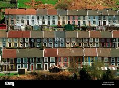 an aerial view of houses in the suburbs of edinburgh, scotland - stock image / photo