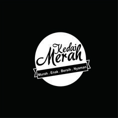 a black and white logo with the words readah merah written in cursive writing