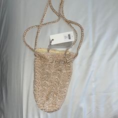 Loveshackfancy Kariela Knit Bag In Color - Sand - One Size - New With Tags! Never Worn Woven Clutch Bag For Spring, Canvas Book Bag, Beach Crochet, Knit Bag, Purple Canvas, Color Sand, Cream Style, Basket Bag, Mini Crossbody Bag