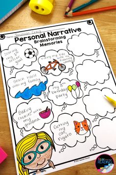 a child's drawing with the words personal narrative and other things to do