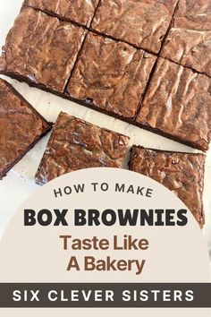 brownies cut into squares with text overlay how to make box brownies taste like a bakery