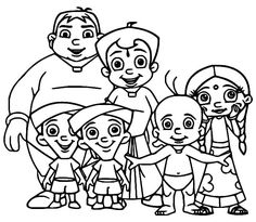 an image of a cartoon family with the caption's name in spanish and english