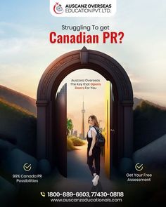 a woman is standing in an open doorway with the words, struggling to get canadian pr?