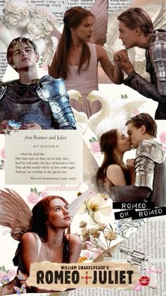 collage of images from shakespeare's play, romo and julienet by william shakespeare