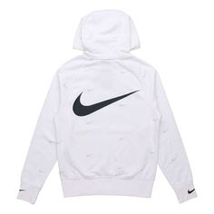 Nike AS Nike Sportswear SWOOSH FZ SBB Hoodie 'White' DA0083-100 (Men's/Training) White Hoodie For Gym, Functional White Hoodie For Sports Season, White Hooded Jacket For Light Sports, White Hooded Outerwear For Light Sports, Nike Sportswear Hoodie For Sports Events, Sporty Nike Hoodie For Sports Events, White Sporty Sweatshirt For Light Sports, White Hoodie For Light Sports, White Long Sleeve Outerwear For Light Sports