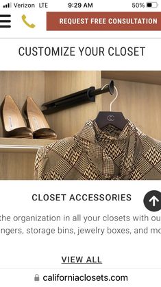 an image of a closet with clothes and shoes on the shelf, which is also for sale