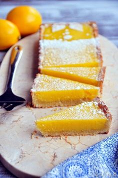 slices of lemon cake on a cutting board