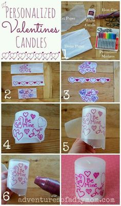 instructions to make personalized valentine's candles