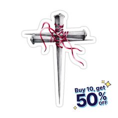 Decorate laptops, Hydro Flasks, cars and more with removable kiss-cut, vinyl decal stickers. Glossy, matte, and transparent options in various sizes. Super durable and water-resistant. A cross made of nails to symbolize the three nails from Christ's Crucifixion. One Cross Three Nails Forgiven, Cross Made Of Nails, Ancient Astronaut, Easter Stickers, Unique Easter, Easter Island, Easter Humor, Stickers For Sale, Poster Stickers