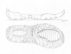 a drawing of a pair of shoes with one shoe on the bottom and another in the middle