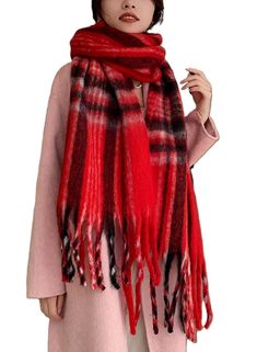 PRICES MAY VARY. Scarf Size: 95L*15W Inches,Include the tassel.It's very big and long, This size scarf can be used as a cape, a blanket,a shawl. Material: The high-quality polyester yarn and cotton processing.It feels very soft and warm. Quality：The product is very friendly to the skin, soft and close to the skin. Perfect for your fashion wear. Color: This scarf product has more than 30 colors to choose from.It has classic plaid color, bright rainbow plaid color, fashion plaid color, and other c Rainbow Plaid, Long Shawl, Thick Blanket, Bright Rainbow, Ultra Wide, Large Scarf, Family Christmas Gifts, Blanket Wrap, Color Fashion