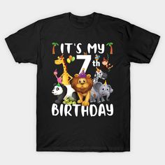 it's my 8th birthday with animals and giraffes t - shirt