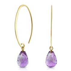 Briolette cut amethyst drop earrings in 14K yellow gold Yellow Gold Amethyst Teardrop Earrings, Lose A Stone, Threader Earrings, Jewelry Cleaner, Cleaning Jewelry, Gemstone Jewelry, Opal, Amethyst, Yellow Gold