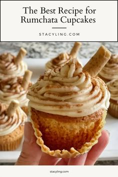 the best recipe for rumchata cupcakes with cinnamon frosting on top