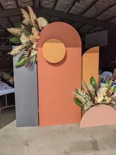 an arrangement of flowers is displayed on display