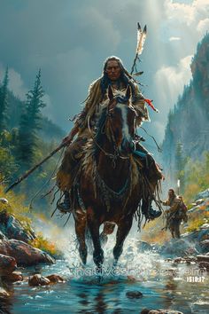 The warrior rides forward, guided by the wisdom of the past. Native American Artwork, The Warrior, Vatican City, Croatia, Bosnia And Herzegovina, Nativity, Native American, The Past