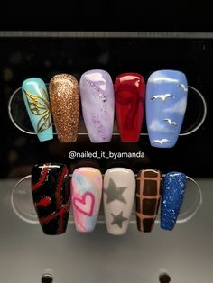 Handmade press on nails for the Eras Tour! Tar emot beställningar på instagram 🇸🇪 #nails #swiftie #taylorswift #erastour #pressonnails #pressonnailsforsale Taylor Swift Press On Nails, Eras Tour Nails Folklore, Taylor Swift Reputation Nail Art, Eras Tour Nails With Tortured Poets, Taylor Swift Nail Ideas Reputation, Taylor Swift Nail Ideas Eras Tour, Era Tour Nails, Ttpd Nails Taylor Swift, Swiftie Nails