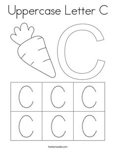 an uppercase letter c worksheet with a carrot and the letter c on it