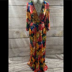 Women’s Its Floral Maxi Dress Flowy Tropical V-neck Dress, Flowy V-neck Tropical Dress, Tropical V-neck Party Dress, Vibrant Print V-neck Maxi Dress For Brunch, Summer Long Sleeve Maxi Dress For Holiday, Multicolor Floral Print Maxi Dress For Holiday, Holiday Multicolor Floral Print Maxi Dress, Tropical Print Dress For Holiday, Multicolor Long Sleeve Tropical Dress