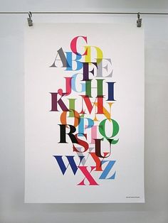 a poster hanging on the wall with letters in it