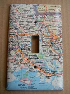 a light switch cover with a map on it