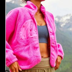 Hit The Slopes Fleece Both In Excellent Condition Price Is For Each Raspberry And Neon Pink I Believe Are The Color Names Free People Fleece, Hit The Slopes Fleece Jacket, Free People Activewear, Free People Store, Free People Jacket, Free People Clothing, Teddy Jacket, Fp Movement, Jacket Sale