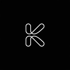 the letter k is made up of thin white lines on a black background, and it appears to be overlapping