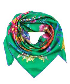 In vibrant colors and stunning floral print, this new arrival will soon be your favorite accent that will instantly elevate any outfit. Dimensions: 35 in. x 35 in.Materials: 100% Silk Made in: China Collection Prints, Silk Square Scarf, Master Artists, Green Sky, Silk Twill, Rolled Hem, Square Scarf, Blue Cream, Ponchos