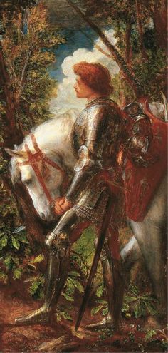 a painting of a man in armor on a horse