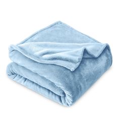 a blue blanket folded on top of each other