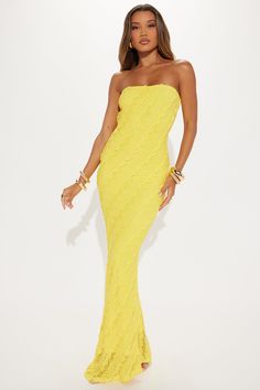 Available In White And Yellow. Lace Maxi Dress Straight Neck Strapless Adjustable Back Strap Lined Stretch 92% Nylon 8% Spandex Imported | Lavish in Lace Maxi Dress in Yellow size 1X by Fashion Nova Birthday Things, Service Women, Free Dresses, Yellow Lace, Dress Yellow, Lace Maxi, Yellow Fashion, Lace Maxi Dress, White Maxi Dresses