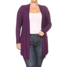 Moa Collection Women's Plus Size Casual Loose Long Sleeve Solid Open Cardigan Female. Suitable for casual and formal occasions,such as working,party,beach, home,daily wear and other activities Size Chart(Inches) / MCD00785XL => Shoulder: 20.5/ Sleeve: 24.5/ Length: 37 2XL => Shoulder: 21/ Sleeve: 25/ Length: 38 3XL => Shoulder: 21.5/ Sleeve: 25.5/ Length: 39 Color: Purple.  Age Group: adult. Moa Collection, Loose Long Sleeve, Plus Size Fits, Beach Home, Sleeve Cardigan, Open Cardigan, Open Front Cardigan, Knit Sweater Cardigan, Plus Size Casual