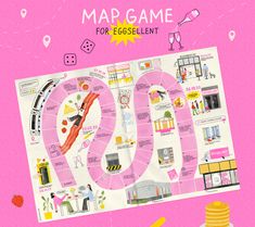 the map game for eggshell is displayed on a pink background