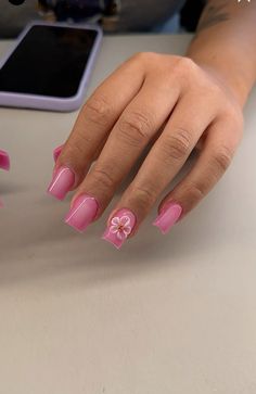 Aura Nails #3dflowers #aura #pink #nailinspo💅🏻 Aura Nails Square, Pink Gel Nails Ideas, All Pink Nails, Short Pink Nails Designs, Pink Short Nail Designs, Aura Nails Short, Short Aura Nails, Short Nail Sets, Pink Aura Nails