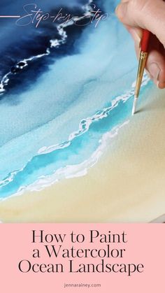 someone is painting an ocean landscape with watercolor