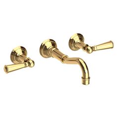 two golden faucets on a white background