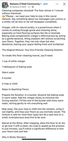 an email message from barbara o'neil community on the app, which is showing information about cleaning