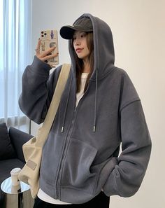 Size (CM) Dress Length Chest Sleeve S 66 121 54 M 68 125 55 L 70 129 56 Model is 158cm 45kg wears size S Oversized Zip Up Hoodie Outfit Korean, Grey Hoddies Outfits Women, Styling Zip Up Hoodies, Oversized Gray Zip Up Hoodie Outfit, Oversized Zip Up Outfit, Oversized Zip Up Hoodie Outfit Aesthetic, Oversized Hoodie Outfit Korean, Jacket Over Hoodie, Jacket Hoodie Outfit