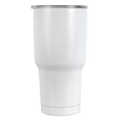 a white tumbler cup on a white background