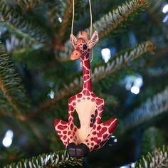 Yoga Giraffe Ornament - Ten Thousand Villages Fun Ornaments, Keep Out, A Giraffe, Out Of Reach, Art Organization, Ten Thousand, Giraffes, Bending, Of Course